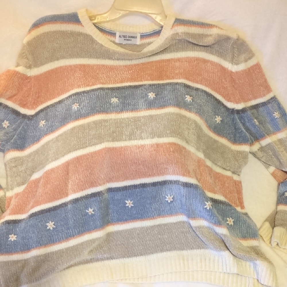 Alfred Dunner Women's Pastel Striped Sweater